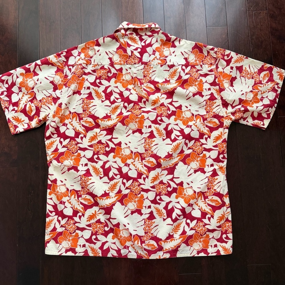 Campia Moda Men's Short Sleeve Hawaiian Shirt Cotton, XL, Tropical Orange Red - Picture 4 of 5